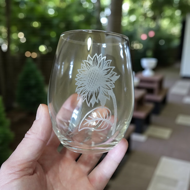 15oz Stemless Wine Glass - Sunflower