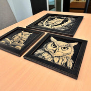 Framed Art - CUSTOM - Owls SET of 3 Pictures