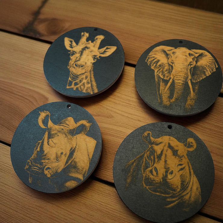 Ornament - Black - Safari SET of 4