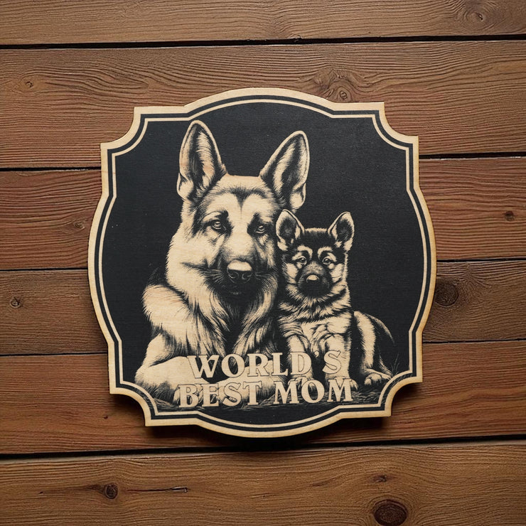 Sign - Black - Worlds best mom with german shephard - Dog