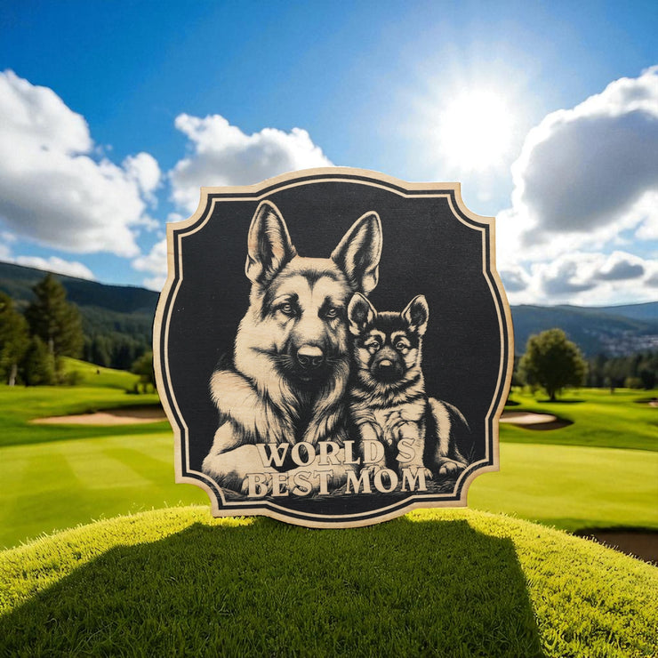 Sign - Black - Worlds best mom with german shephard - Dog