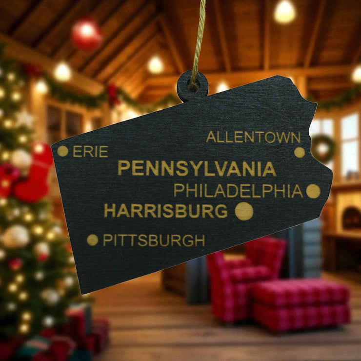 Ornament - CUSTOM - Pennsylvania State with Cities