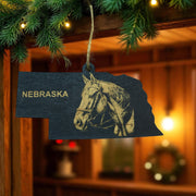 Ornament - Black - Nebraska with Horse