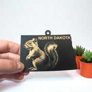 Ornament - Black - North Dakota with Squirrel
