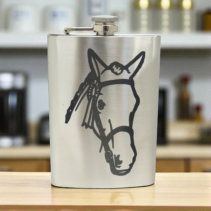 8oz Horse Stainless Steel Hip Flask