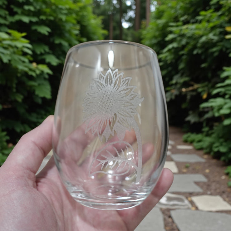 15oz Stemless Wine Glass - Sunflower