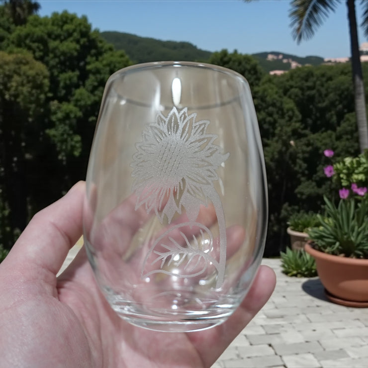 15oz Stemless Wine Glass - Sunflower