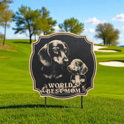 Sign - Black - Worlds best mom with Dachshund - Dog