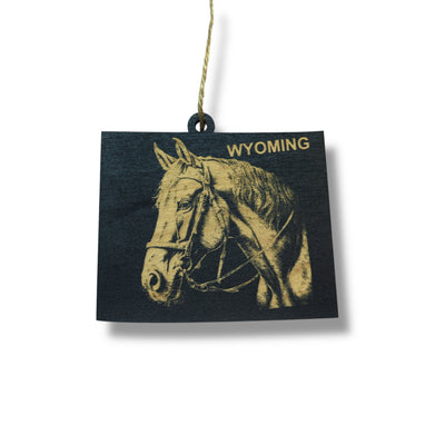 Ornament - Black - Wyoming with Horse