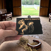 Ornament - Black - North Dakota with Squirrel
