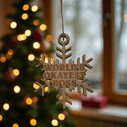 Ornament - World's Okayest Boss - Raw Wood 3x3n