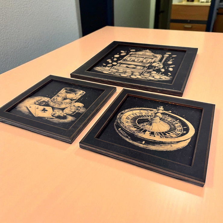 Framed Art - CUSTOM - Casino Gambling Game Room SET of 3 Pictures