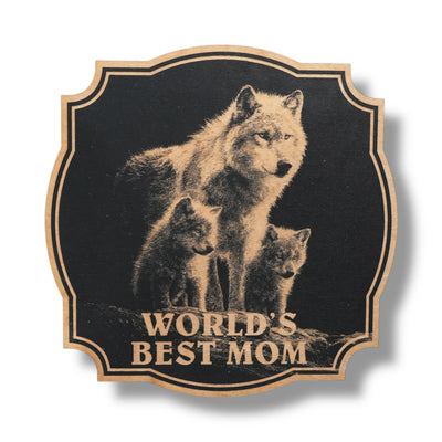 Sign - Black - Worlds best mom with wolves