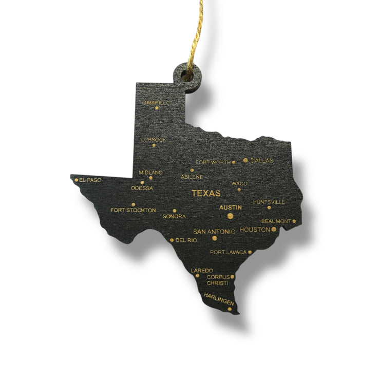 Ornament - CUSTOM - Texas State with Cities