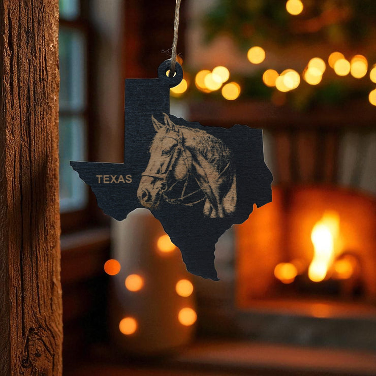 Ornament - Black - Texas with Horse