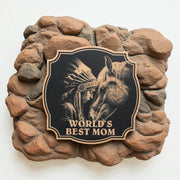 Sign - Black - Worlds best mom with Indian and horse