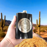 8oz BLACK Mayan Calendar Flask