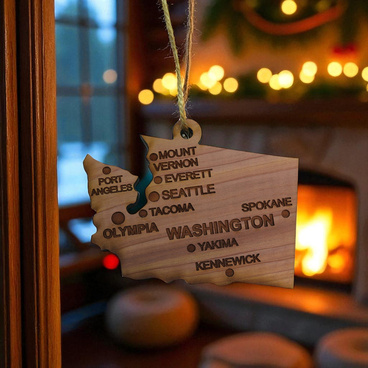 Ornament - CUSTOM - Washington State with Cities