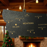 Ornament - CUSTOM - Montana State with Cities