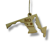 Ornament - CUSTOM - Maryland State State with Cities