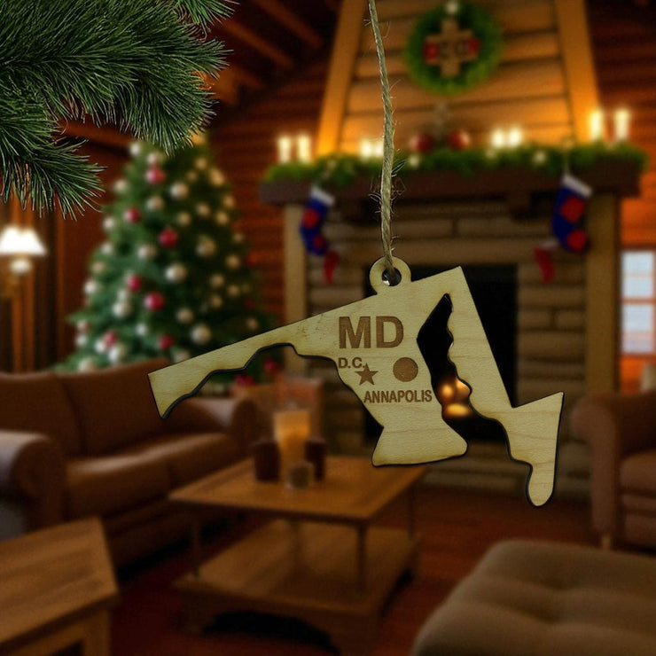 Ornament - CUSTOM - Maryland State State with Cities