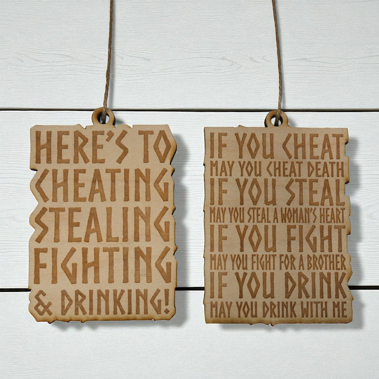 Ornament - Viking Toast - Set Raw Wood 3x4in