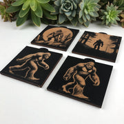 Ornament - BLACK - Bigfoot Sasquatch SET of 4 Ornaments