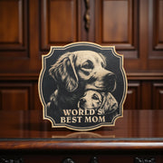 Sign - Black - Worlds best mom with golden retriever - Dog