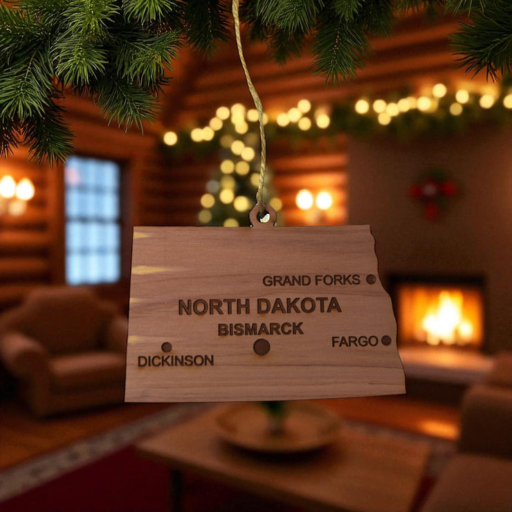 Ornament - CUSTOM - North Dakota State with Cities