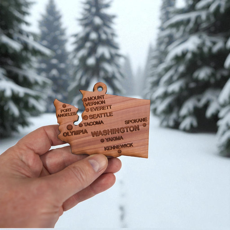 Ornament - CUSTOM - Washington State with Cities