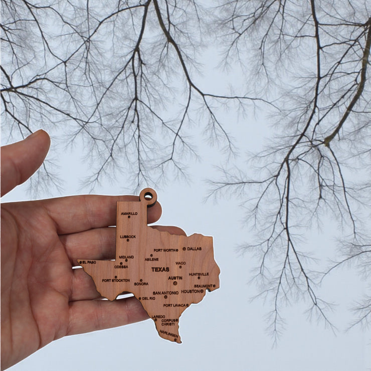 Ornament - CUSTOM - Texas State with Cities