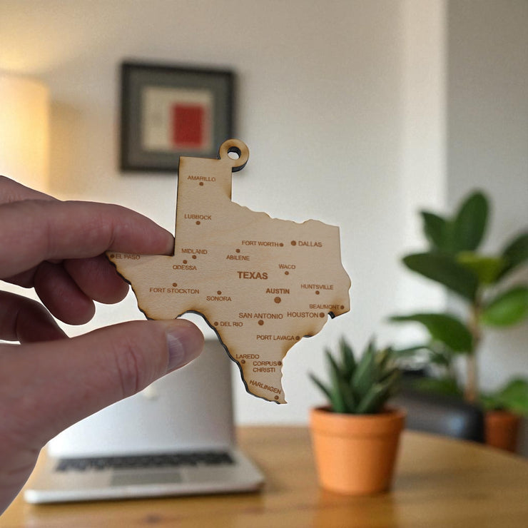 Ornament - CUSTOM - Texas State with Cities