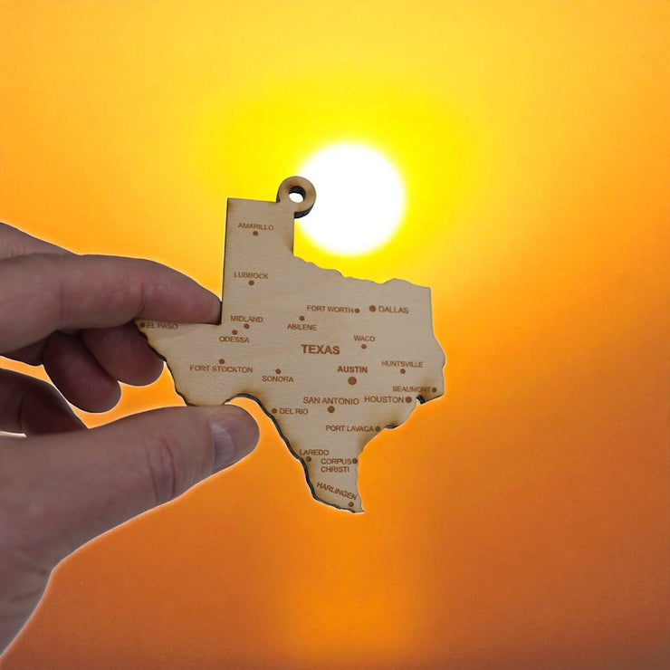 Ornament - CUSTOM - Texas State with Cities