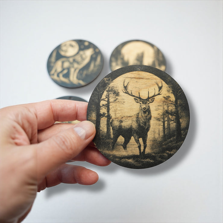 Ornament - Black - Woods at Night SET of 4