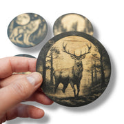 Ornament - Black - Woods at Night SET of 4