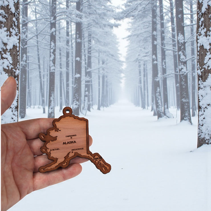 Ornament - CUSTOM - Alaska State with Cities