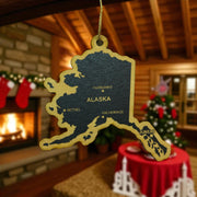 Ornament - CUSTOM - Alaska State with Cities