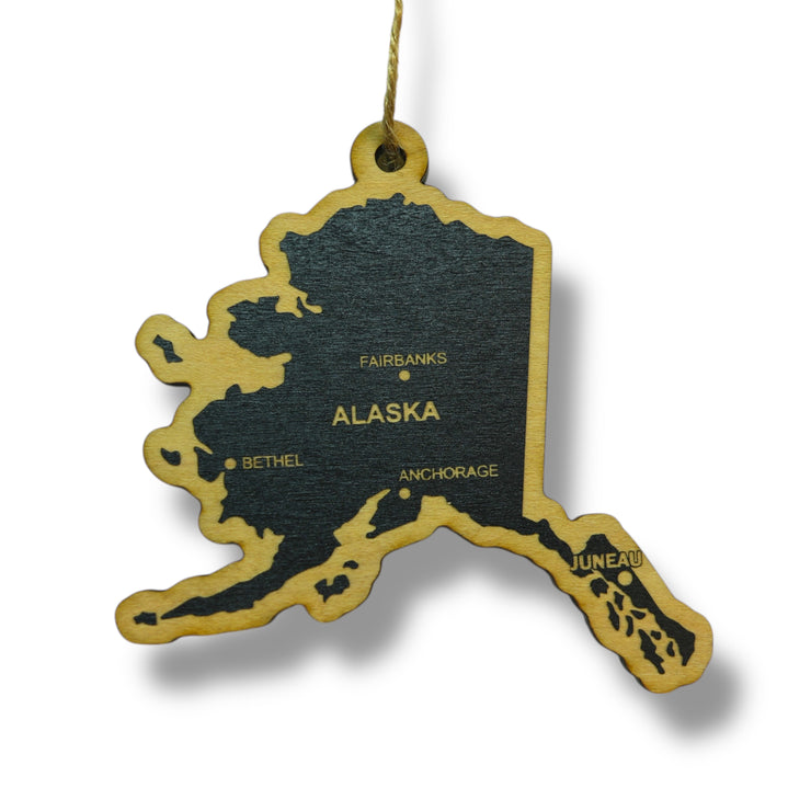 Ornament - CUSTOM - Alaska State with Cities