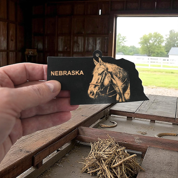 Ornament - Black - Nebraska with Horse