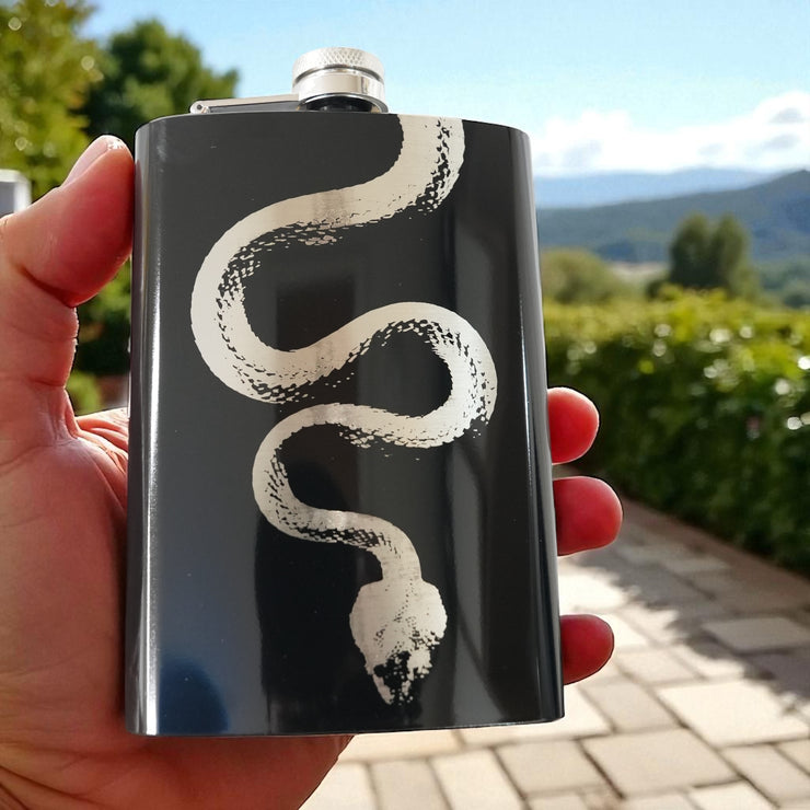 8oz Snake Black Flask