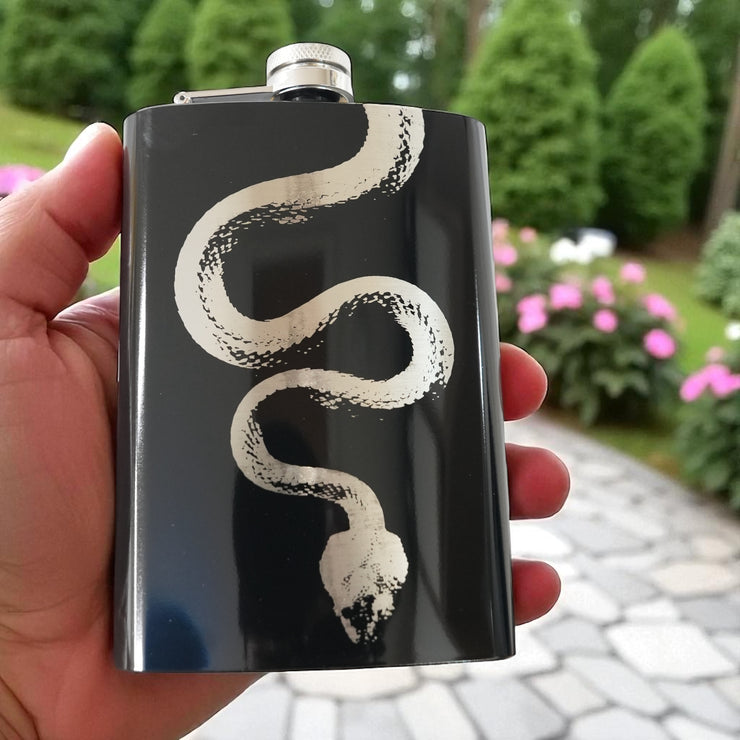 8oz Snake Black Flask