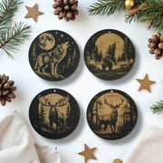 Ornament - Black - Woods at Night SET of 4