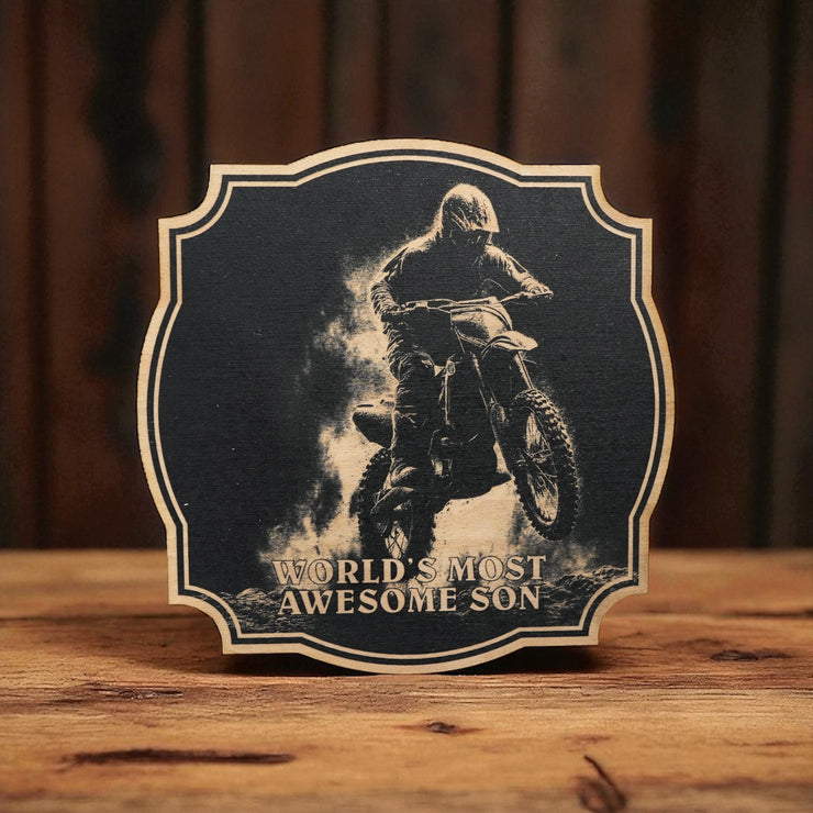 Sign - Black - Worlds most awesome son with dirtbike