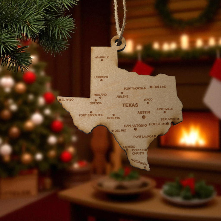 Ornament - CUSTOM - Texas State with Cities