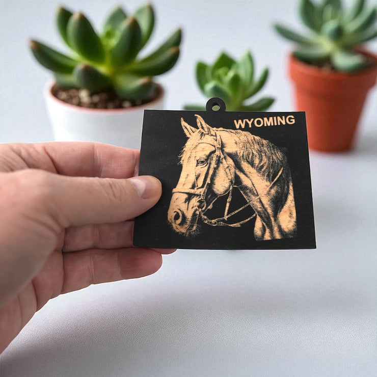 Ornament - Black - Wyoming with Horse