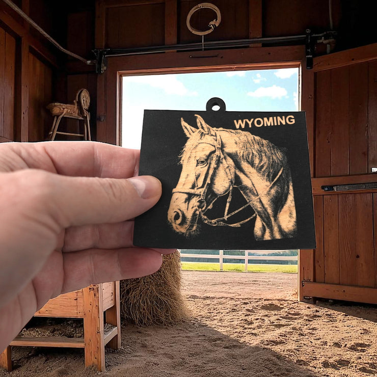 Ornament - Black - Wyoming with Horse