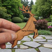 Reindeer Merry Christmas - Cedar Ornament