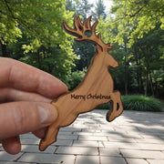 Reindeer Merry Christmas - Cedar Ornament