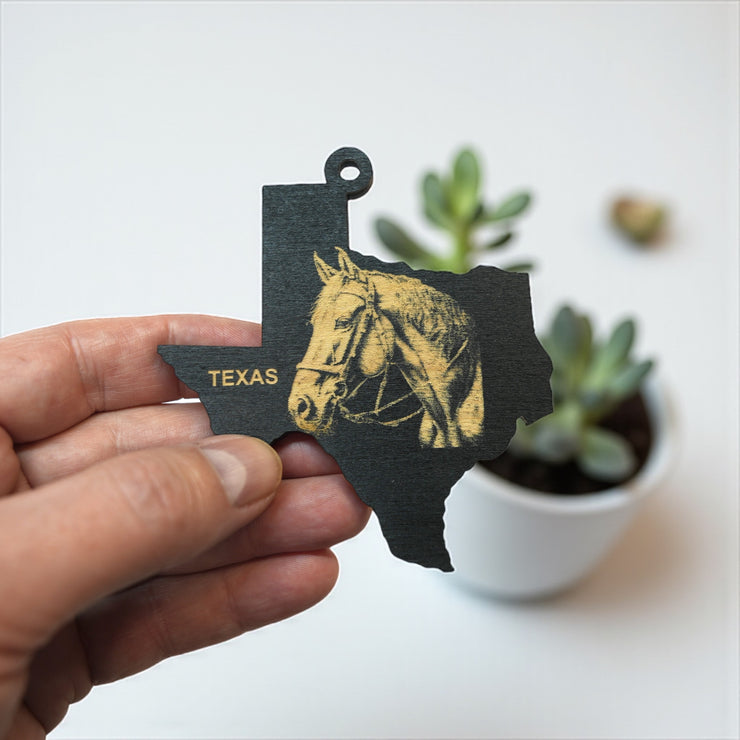 Ornament - Black - Texas with Horse