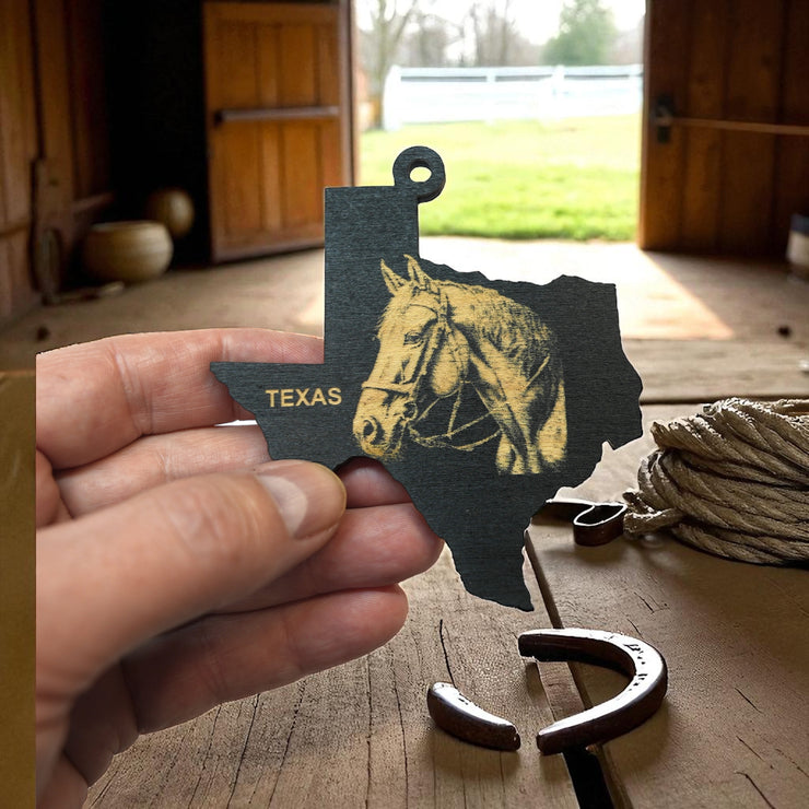 Ornament - Black - Texas with Horse